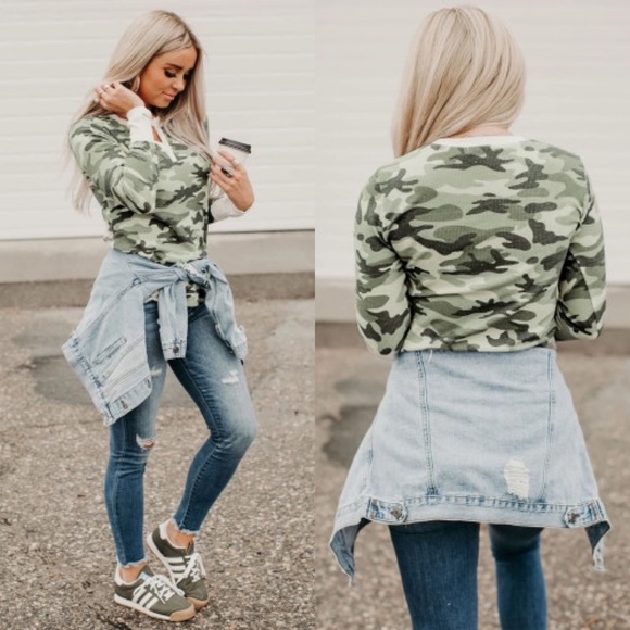 Waffle Knit Camo Top - Picture 2 of 2